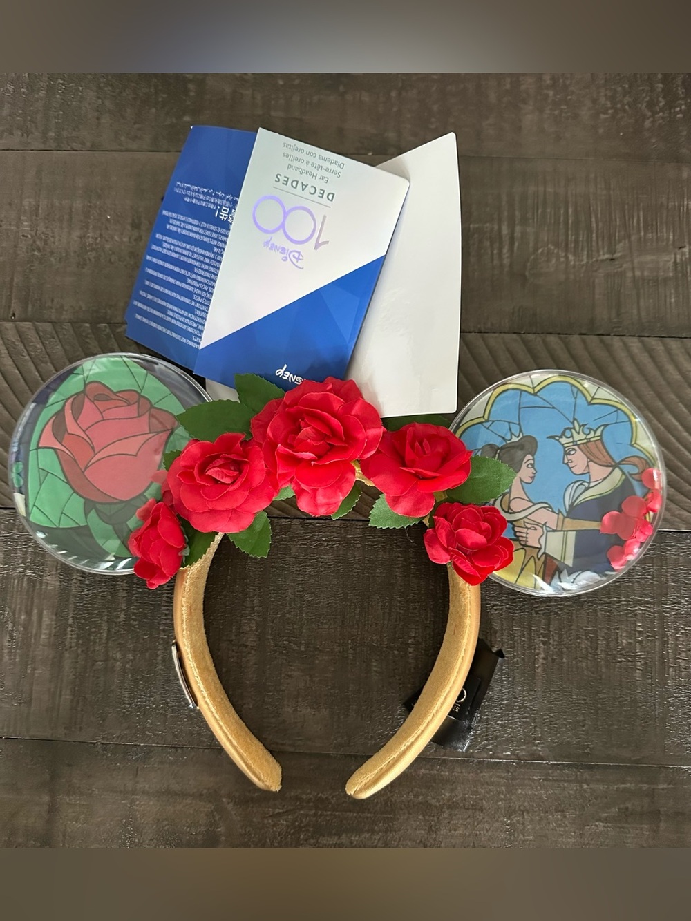 Disney Parks Disney100 Decades Beauty and the Beast Light Up Ears Headband-HTF